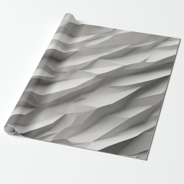 Papier Cadeau Vagues Abstraites dans les tons blancs (Déroulé)