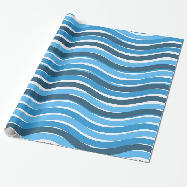 Papier Cadeau Vagues bleues (Déroulé)