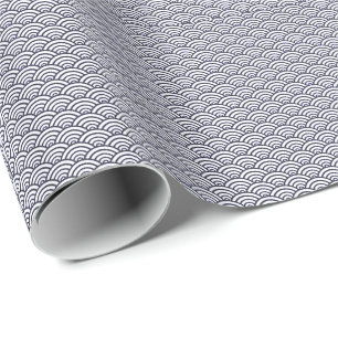 Papier Cadeau Vagues bleues japonaises Seigaiha Mer