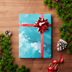 Papier Cadeau Vagues de turquoise tourbillonnantes Art de vague