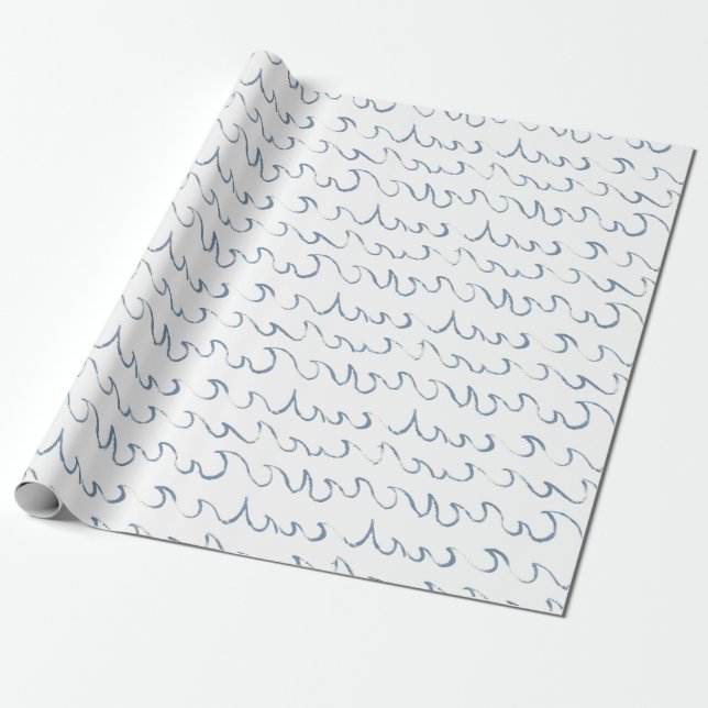 Papier Cadeau Vagues minimes Abstrait main tiré Scandi Motif (Déroulé)
