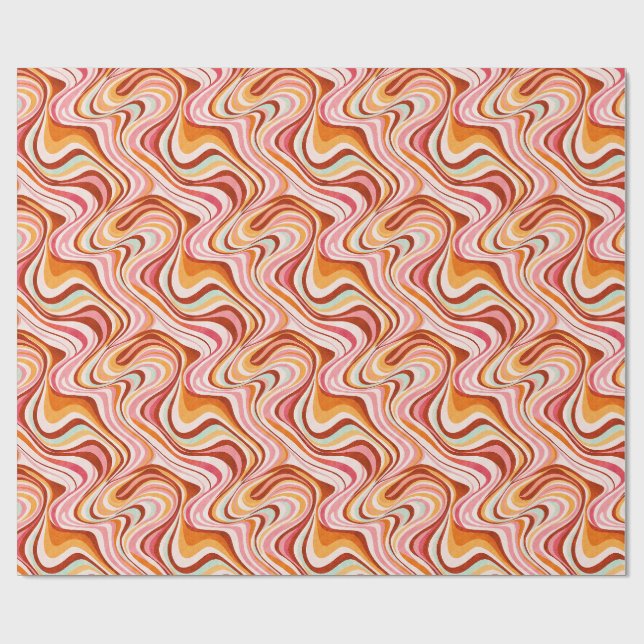 Papier Cadeau Vagues rétro super - Tourbillons psychédéliques ch (Plat)