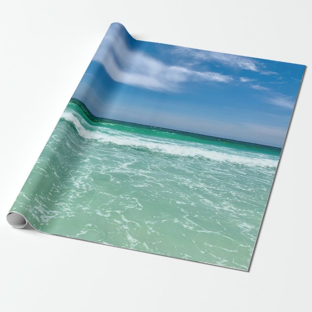 Papier Cadeau Vagues tropicales d'océan Belle plage (Déroulé)