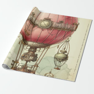 Papier Cadeau Vaisseau aérien antique rose victorien