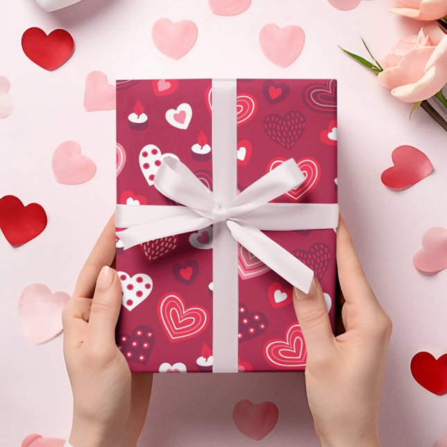 Papier Cadeau Valentine coeurs motif 2 papier d'emballage (Créateur téléchargé)