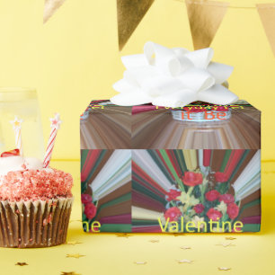 Papier Cadeau Valentine Happy Valentine Cute Floral Texte Design