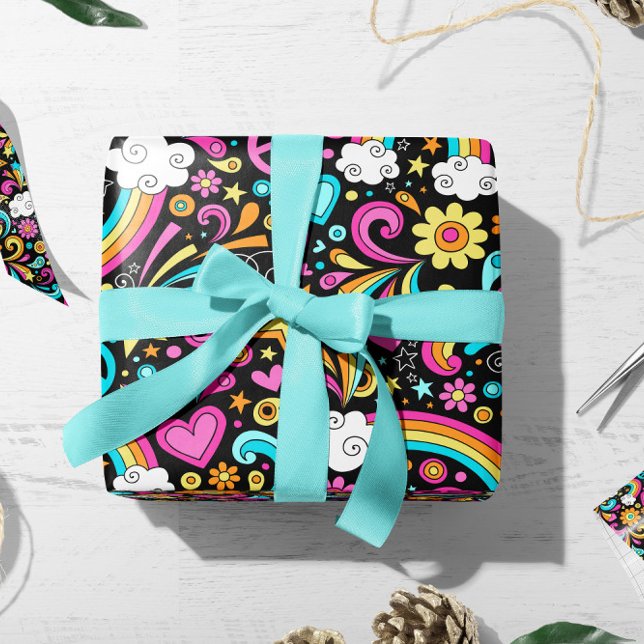 Papier Cadeau Valentine Hippie Paix amour | Enveloppe cadeau Val (Créateur téléchargé)