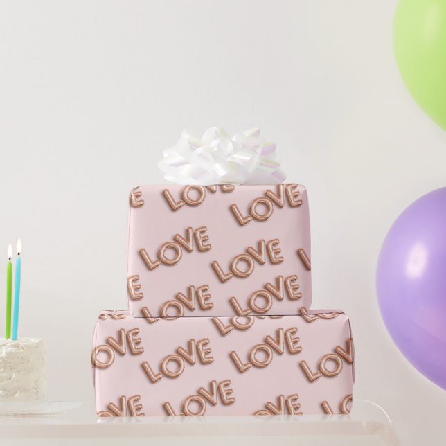 Papier Cadeau Valentine Romantique Moderne AMOUR Rose (Cadeaux de fête)