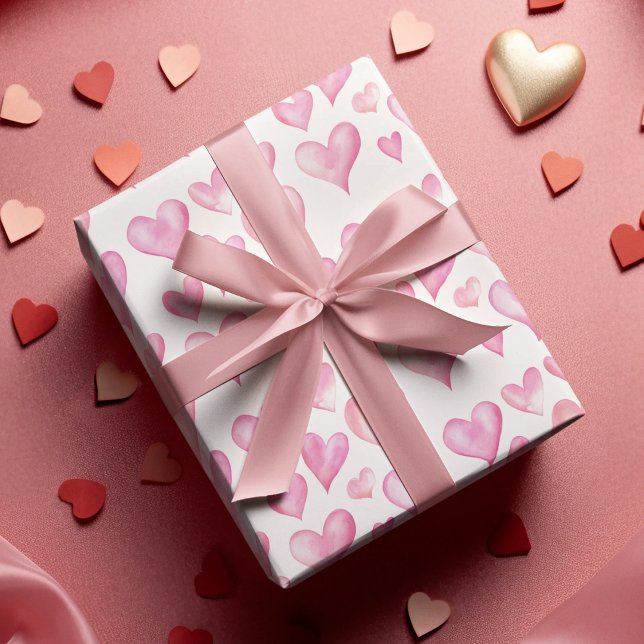 Papier Cadeau Valentine’s Day Wrapping Paper with Pink Hearts  (Créateur téléchargé)
