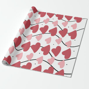 Papier Cadeau Valentines Coeurs Doodles Dots Motif