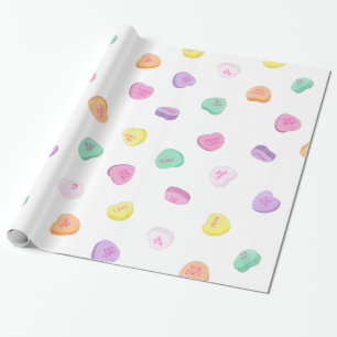 Papier Cadeau Valentines Day Candy Hearts Motif