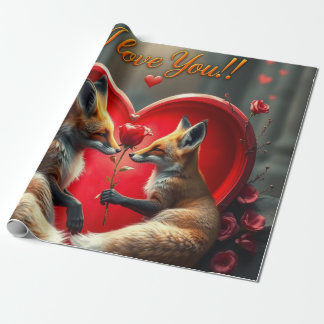 Papier Cadeau Valentine's Day Heart Hug - Fox