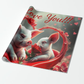 Papier Cadeau Valentine's Day Heart Hug - Pig