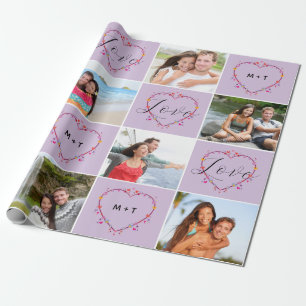 Papier Cadeau Valentine's Day Initials Love Photo Collage