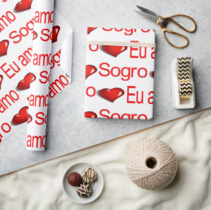 Papier Cadeau Valentine's Day Wrapping Paper Eu amo Sogro