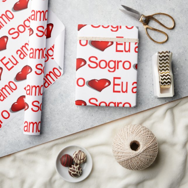 Papier Cadeau Valentine's Day Wrapping Paper Eu amo Sogro (Artisanat)