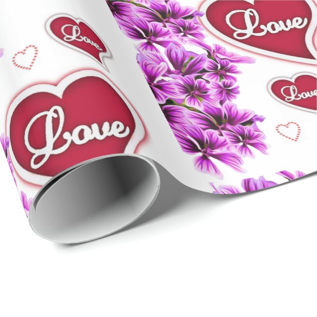 Papier Cadeau Valentine's Day Wrapping Papier Floral (Coin rond)