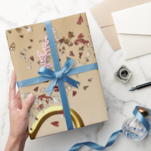 Papier Cadeau Valentine's Day Wrapping Papier Gold Heart