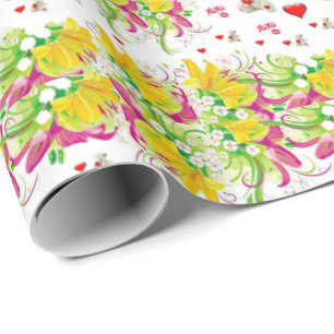 Papier Cadeau Valentine's Day Wrapping Papier Teddy Ours