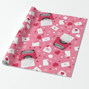 Papier Cadeau valentines romance machine à écrire lettres d'amou