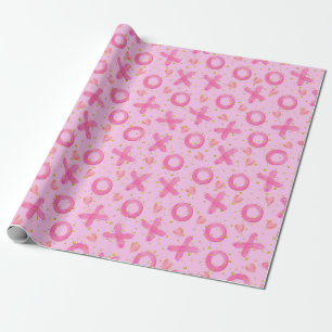 Papier Cadeau Valentines rose XOXO Hugs et baisers