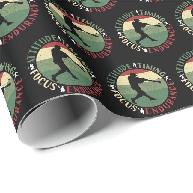 Papier Cadeau Valeurs d'équipe de baseball motivantes (Coin rond)