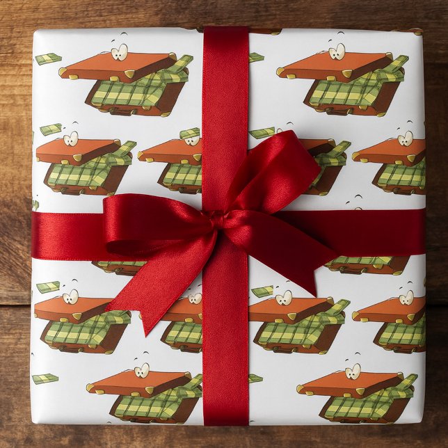 Papier Cadeau Valise caricature pleine d'argent en espèces (Créateur téléchargé)