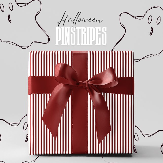 Papier Cadeau Vampire Venom Rouge et blanc Pinstripe Halloween (Elegant Red and White Pinstripe Gift Wrap for Halloween. Vampire Venom Red and White Stripes Pattern)