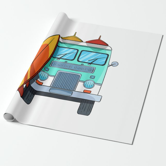 Papier Cadeau Van de surf Planche de surf Palmiers Surfing Surfe (Déroulé)