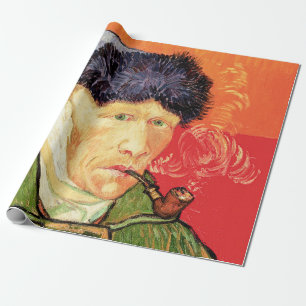 Papier Cadeau Van Gogh - Autoportrait avec oreille et tuyau en b