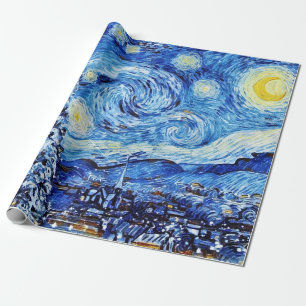 Papier Cadeau Van Gogh - La nuit étoilée - Noël blanc
