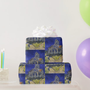 Papier Cadeau Van Gogh L'église d'Auvers-sur-Oise sous un ciel b