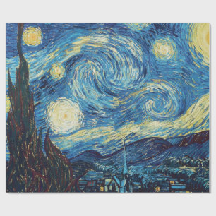 Papier Cadeau Van Gogh Nuit étoilée Vintage Bleu Chef-d'œuvre