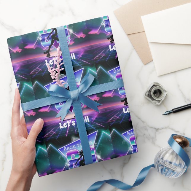 Papier Cadeau Vaporwave Roller Skate fête d'anniversaire (Cadeaux)