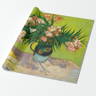 Papier Cadeau Vase de Vincent Van Gogh avec oleandres et livres