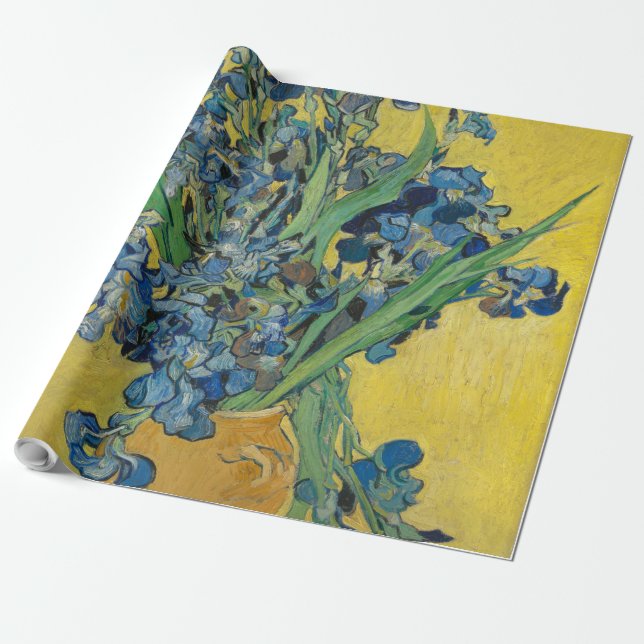 Papier Cadeau Vase Van Gogh avec Iris Classic Impressionnisme (Déroulé)