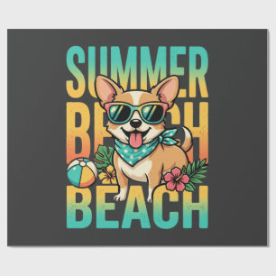Papier Cadeau Vecteur de vacances de chien de plage d'été