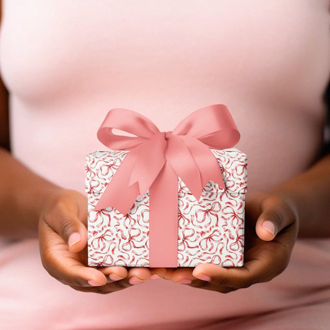 Papier Cadeau Vecteur Motif Festin Noël Rouge Ruban (Créateur téléchargé)