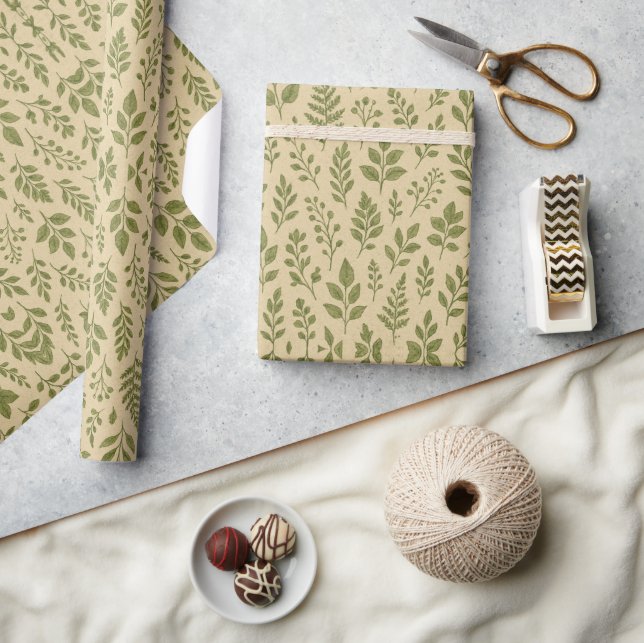 Papier Cadeau Végétal Minimaliste & Fougère (Artisanat)