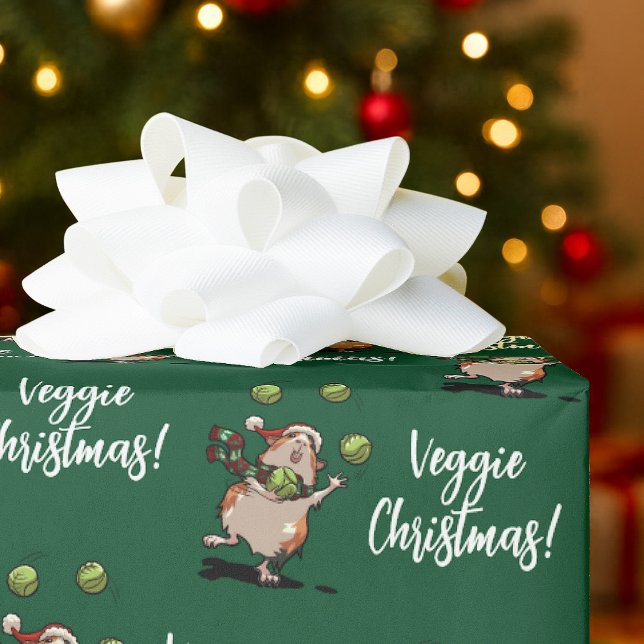 Papier Cadeau Veggie Noël ! Adorable cochon d'Inde jonglant avec (Créateur téléchargé)