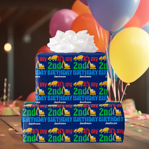 Papier Cadeau Véhicule de construction pour garçon d'anniversair