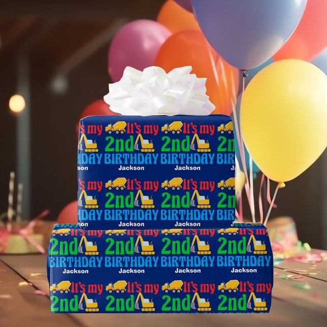 Papier Cadeau Véhicule de construction pour garçon d'anniversair (Créateur téléchargé)