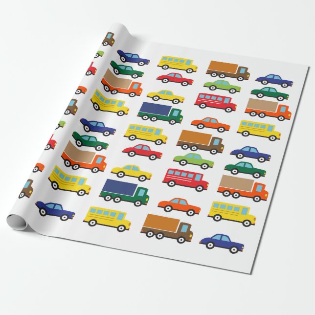 Papier Cadeau Véhicules de transport Enfants mignons (Déroulé)