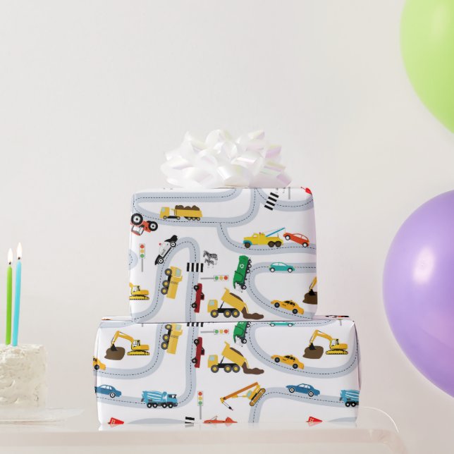 Papier Cadeau Véhicules de transport Voitures et Camions Trafic  (Cadeaux de fête)