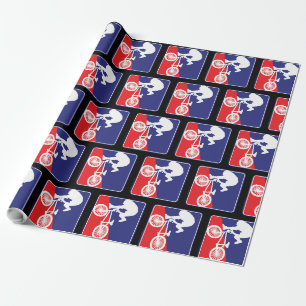 Papier Cadeau Vélo BMX Rider en Rouge Blanc et Bleu