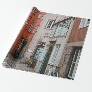 PAPIER CADEAU VÉLO DE VILLE BLANCHE PARKÉ SUR LA ROUTE