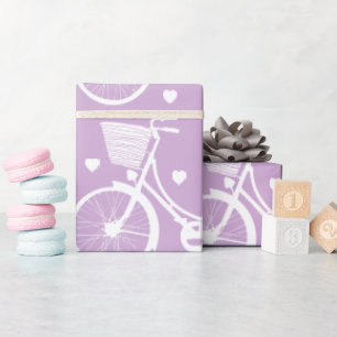 Papier Cadeau Vélo Vintage Pastel violet et blanc