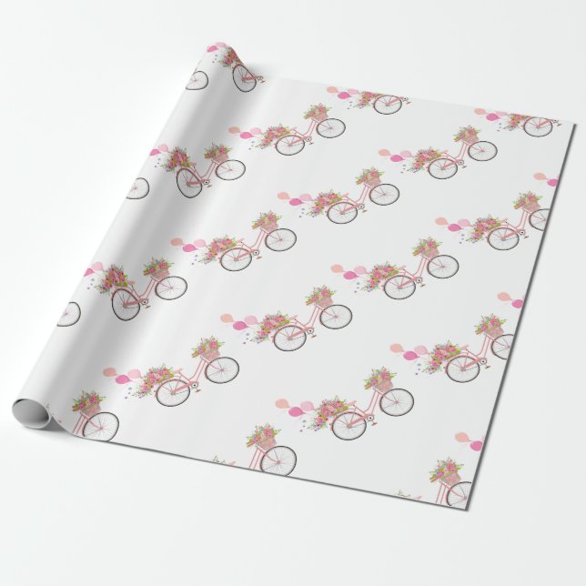 Papier Cadeau Vélo Whimsical Rose (Déroulé)