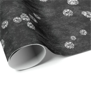 Papier Cadeau Velours blanc de noir de confettis de diamants
