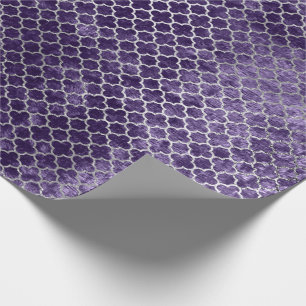 Papier Cadeau Velours violet pourpre métallique argenté de